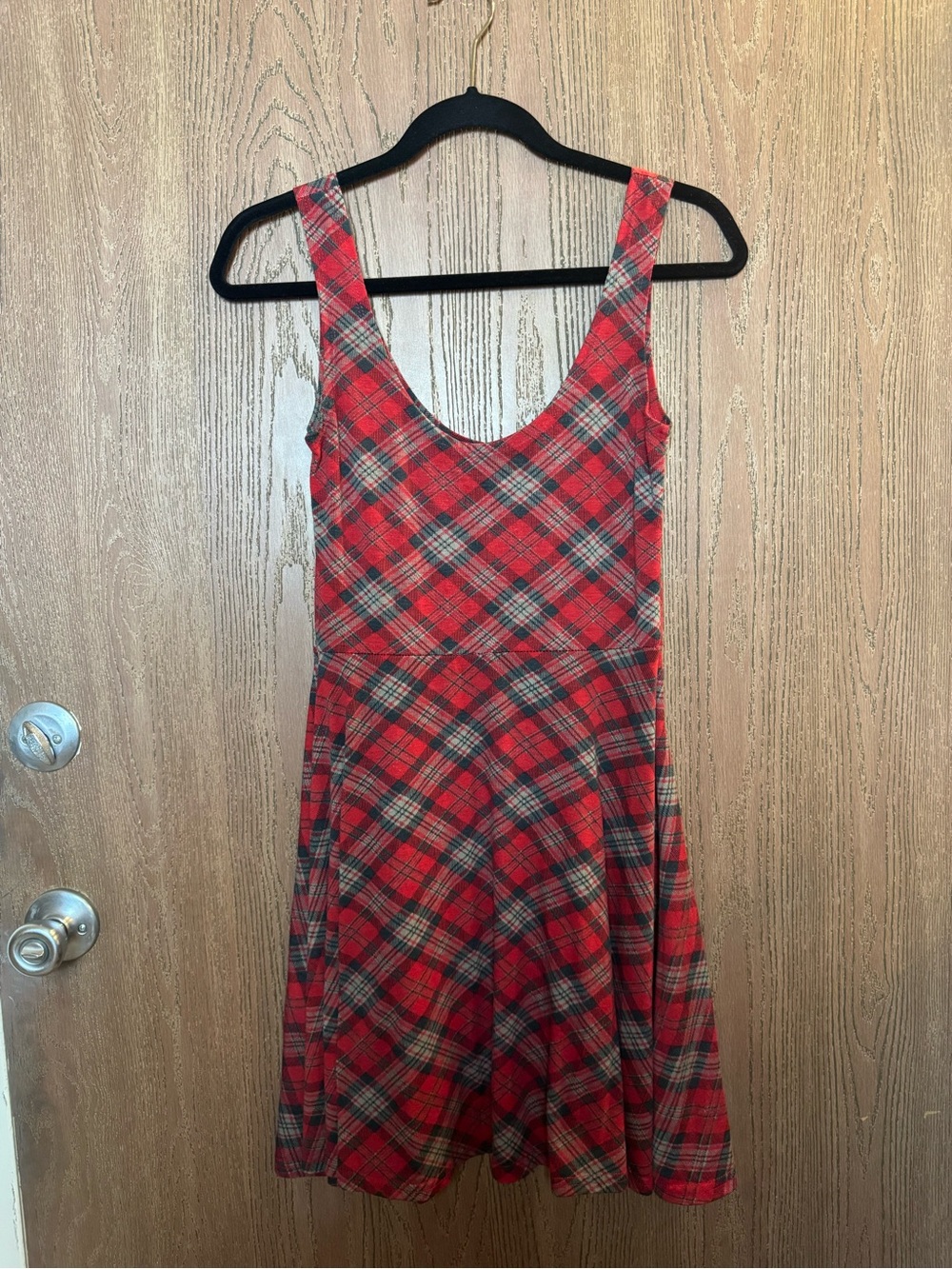 Angie Red Plaid Sleeveless Skater Dress